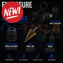 Black waterproof cable glands from mattos designs with secure sealed design for enclosure build accessories