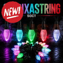 Colorful textured led string lights with festive design on 12v replica c7 pixels double data pixastring by mattos designs