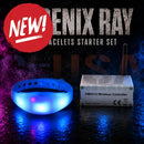 Blue glowing led wristband with sleek flexible silicone design from phoenix ray bracelets starter set preorder now