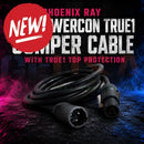 Black coiled phoenix ray 8ft powercon true1 jumper cable with robust industrial connectors and true1 top protection