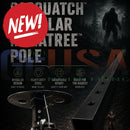 Black heavy-duty steel sasquatch modular megatree pole with adjustable height and circular base for stable holiday light shows
