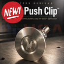 Silver metallic mattos designs push clip with circular head and threaded stem for easy prop mounting system