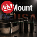 Black steel ezmount 10 pack pixel mounts with threaded tops on perforated metal for easy reliable use