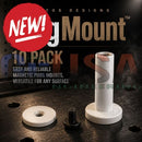 White cylindrical magnetic pixel mount with flat base and threaded top for versatile surface mounting from MagMount 10 pack