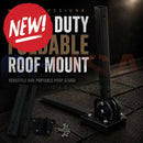Black metal heavy duty foldable roof mount with sturdy base and adjustable arm for versatile portable prop stand
