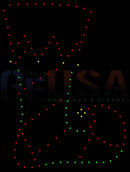 Festive red green and yellow led boot light display for impression elf stocking by gilbert engineering usa laser cut design