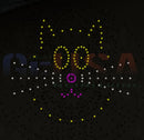 A hattitude quartet spinner singing glowing cat face light with yellow eyes and purple nose by gilbert engineering usa