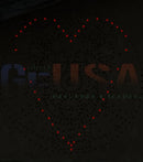 A hattitude quartet spinner singing product by gilbert engineering usa with glowing red heart pattern on black background