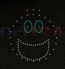 A smiling face made of glowing green and white led lights on hattitude quartet spinner singing by gilbert engineering usa