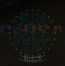 A hattitude quartet glowing drone circle with teal and white lights forming a face pattern by gilbert engineering usa