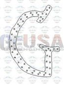 Black outline of letter g with white dotted edges in halloween font alphabet a-62 node design perfect for spooky text
