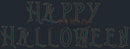 Dark teal ornate happy halloween lettering with subtle glittery texture laser cut by gilbert engineering usa