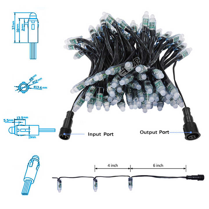 12V WS2811 Pixels Bullet Nodes 12mm (Resistor) - Pixels