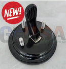 Black plastic suction cup cling mount 2.0 with three silver bolts and black handle for secure display mounting