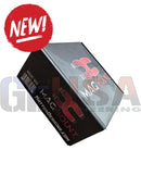 Black cardboard mag mount box with glossy silver panel and red logo for easy and reliable magnetic pixel mounts