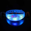 Blue glowing led phoenixray rf bracelets wristband with adjustable strap and circular buckle starter set pre-order now