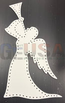 White angel-shaped laser cut cardboard with perforated edges from gilbert engineering usa xlights model download