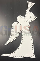 White angel with horn laser cut craft cutout with perforated edges by gilbert engineering usa for xlights model download