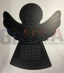 Black metal angel-shaped pegboard with perforated design and horizontal ridges by gilbert engineering usa for xlights model download