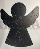 Black metal angel wall decoration with perforated design and brushed finish by gilbert engineering usa for xlights model download