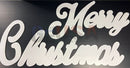 White glittery laser cut merry christmas sign with cursive lettering by gilbert engineering usa for mini lights decor