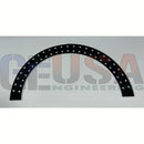 Black arched metal rack with evenly spaced circular holes along its curved edge from gilbert engineering usa arches 2ft