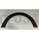 Black arched metal panel with evenly spaced perforations from arches 4ft by gilbert engineering usa for single mini lights