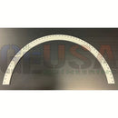 White arched 4ft shelf bracket with evenly spaced holes designed for gilbert engineering usa single and double mini lights