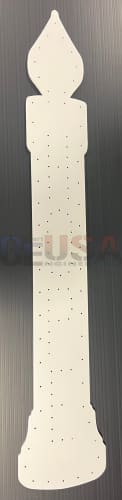White candle-shaped pegboard with laser cut holes by gilbert engineering usa for creative display and organization