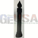 Black candle shaped wall decor with sleek matte finish and laser cut perforations by gilbert engineering usa