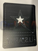 Black metal star shaped army sign stenciling board with white dot outlines used for wiring diagram by gilbert engineering usa