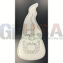White gnome shaped metal punch board with perforated outline and dot pattern for christmas gnome by gilbert engineering usa
