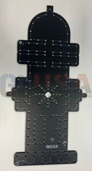 Black metal fire hydrant puzzle board with silver rivets and white square by gilbert engineering usa laser cut design
