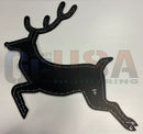 Black metal reindeer wall decor with stitched detailing in sleek modern design by gilbert engineering usa motion left