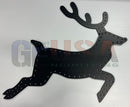Black metal reindeer and rudolph wall art by gilbert engineering usa with sleek perforated design motion left