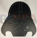 Black metal dark helmet pegboard with silver dots and lines showing darth vader face by gilbert engineering usa