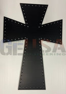 Black metal Coro Crosses wall decor with matte finish and silver rivets perfect for easter cross or boxed cross decor
