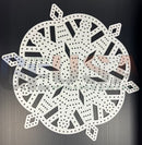 White metal crystal flake snowflake with intricate cutout and perforated design by gilbert engineering usa