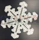 Flake 37 white snowflake-shaped pegboard with star cutout and holes by gilbert engineering usa