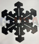 Flake 37 black metal snowflake pegboard with star cutout and mounting holes by gilbert engineering usa