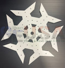 White metallic star shaped cutting board with geometric pattern and holes laser cut by gilbert engineering usa flake c 18 50