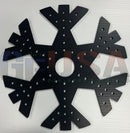 Flake c black laser cut metal snowflake plate with central hole and mini lights from gilbert engineering usa