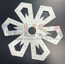 Silver metallic laser cut flake b 18-50 snowflake mounting plate with six arms by gilbert engineering usa