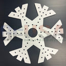 Flake c white snowflake metal plate with six arms and laser cut holes for gilbert engineering usa mini lights
