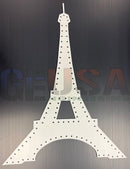 White metal eiffel tower cutout with perforated laser cut design by gilbert engineering