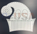 White perforated elf hat matrix stencil with laser cut holes for crafting by gilbert engineering usa