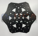 Black octagonal metal plate with triangular cutouts and circular holes from gilbert engineering usa flake d 18-50