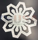 Flake g white snowflake-shaped pegboard with metallic finish and laser cut holes for mini lights by gilbert engineering usa