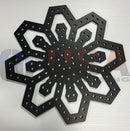 Flake g black metal pegboard with laser cut hexagonal design and holes for mounting by gilbert engineering usa for mini lights