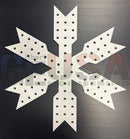 White metal snowflake pegboard with laser cut holes by gilbert engineering usa impression flake m